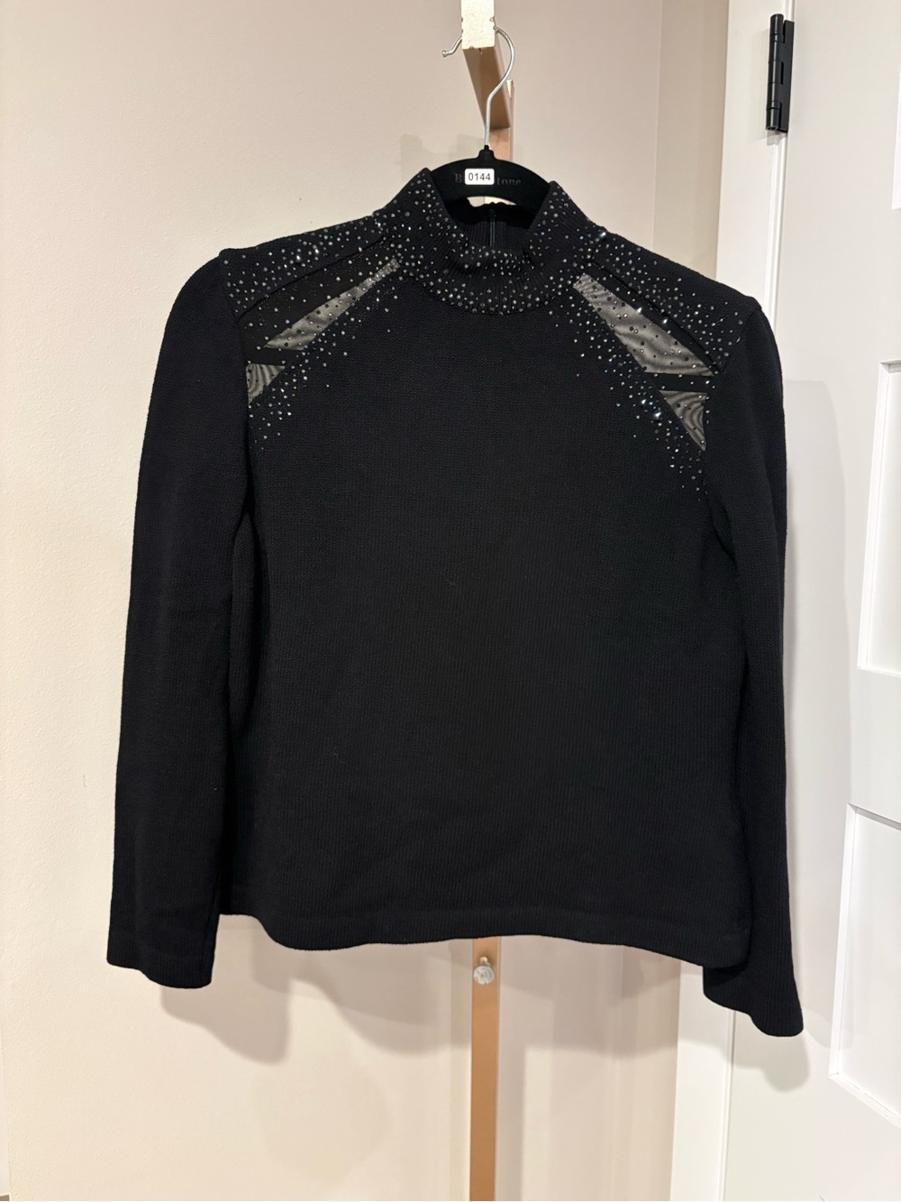 St John Evening embelished mockneck sweater Size 6. Pre Owned Excellent Cond.